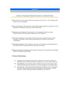 Annexure II  Format for Preparing a Research Proposal for a Research Project The Title of the project should be concise (with sub-title, if any) reflecting the scope of the investigation.