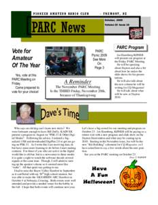 PIONEER AMATEUR RADIO CLUB  - FREMONT, NE October, 2009  PARC News