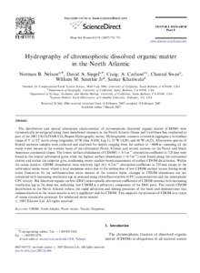 Aquatic ecology / Chemical oceanography / Physical oceanography / Water masses / Colored dissolved organic matter / Ocean color / RECON / Antarctic Intermediate Water / Stratification / Chemistry / Water / Oceanography