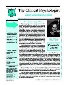 The Clinical Psychologist  ➥ A Publication of the Society of Clinical Psychology Division 12 - American Psychological Association