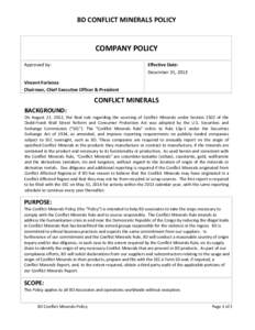 Microsoft Word - DMNAFLKS1-#[removed]v1-BD_Conflict_Minerals_Company_Policy_(May_30_2014).doc