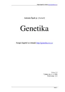 Soupis kapitol ze stránek http://genetika.wz.cz  Antonín Šípek jr. [Azrael]