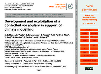 METAFOR / Computational science / Geoscientific Model Development / Scientific modeling / Scientific modelling / Metadata / Coupled model intercomparison project / Computer simulation / Economic model / Science / Ethology / Information