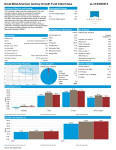 Great-West American Century Growth Fund Initial Class Investment Objective and Strategy Morningstar® Ratings  The investment seeks long-term capital growth. The fund