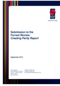 Submission to the Forrest Review: Creating Parity Report September 2014