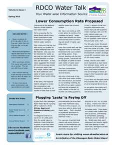 RDCO Water Talk  Volume 3, Issue 1 Your Water-wise Information Source