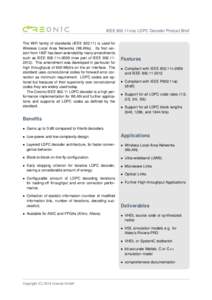 Low-density parity-check code / Electronic engineering / Forward error correction / Turbo code / DVB-C / WiMedia Alliance / IEEE 802.11 / Viterbi decoder / DVB-S2 / Error detection and correction / Telecommunications engineering / Information