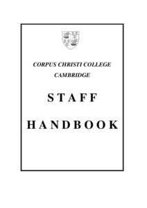 CORPUS CHRISTI COLLEGE CAMBRIDGE STAFF HANDBOOK