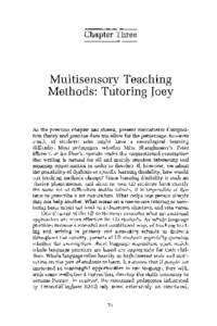 Chapter Three Multisensory Teaching   Methods: Tutoring Joey
