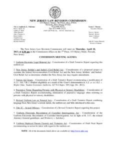 NEW JERSEY LAW REVISION COMMISSION Vito A. Gagliardi, Jr., Chairman Peter J. Barnes III Andrew O. Bunn Albert Burstein John J. Farmer, Jr.