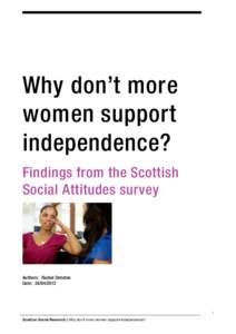 Why don’t more women support independence? Findings from the Scottish Social Attitudes survey