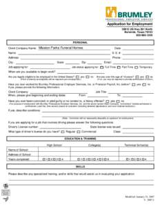 Application for Employment[removed]US Hwy 281 North Bulverde, Texas[removed]1200 PERSONAL