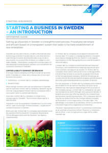 STARTING A BUSINESS  3 STARTING A BUSINESS IN SWEDEN – AN INTRODUCTION