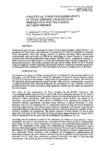 Atfv. Space Res. Vol. 15, No. 3, pp[removed], 1995 Copyright Q 1994 (‘OSPAR Printed in Great Britain. All rights resewed[removed] $7.00 + 0.00  ANALYTICAL PYROLYSIS EXPERIMENTS