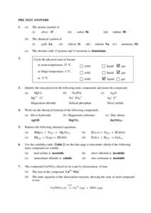 PRE TEST ANSWERS 1. (a)  The atomic number of