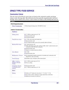 Construction Criteria for Food Service Space Type from the GSA Unit Cost Study