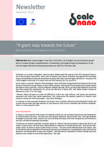 Newsletter November 2012 “A giant leap towards the future” Article reproduced from PV magazine on the issue[removed].