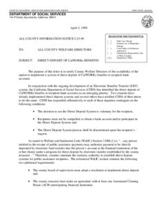 STATE OF CALIFORNIA—HEALTH AND HUMAN SERVICES AGENCY  GRAY DAVIS, Governor DEPARTMENT OF SOCIAL SERVICES 744 P Street, Sacramento, California 95814