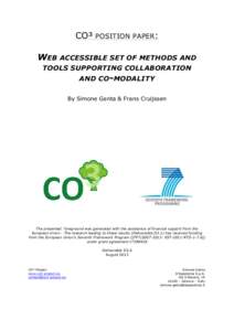   CO³ POSITION PAPER:    WEB ACCESSIBLE SET OF METHODS AND