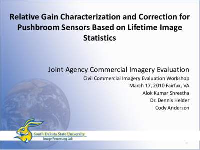 Relative Gain Characterization and Correction for Pushbroom Sensors Based on Lifetime Image Statistics Joint Agency Commercial Imagery Evaluation Civil Commercial Imagery Evaluation Workshop