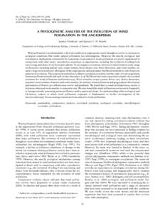 Int. J. Plant Sci):49–. Ó 2008 by The University of Chicago. All rights reserved$15.00 DOI: A PHYLOGENETIC ANALYSIS OF THE EVOLUTION OF WIND POLLINATION IN THE 