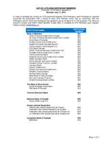 Microsoft Word - List of LVTS Non-Participant Members July[removed]CLEAN