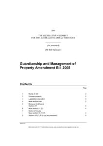 2005  THE LEGISLATIVE ASSEMBLY FOR THE AUSTRALIAN CAPITAL TERRITORY (As presented) (Mr Bill Stefaniak)