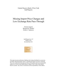 Missing Import Price Changes and Low Exchange Rate Pass-Through
