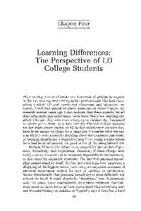 Chapter Four Learning Differences:   The Perspective of LD