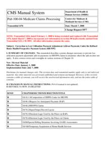 CMS Manual System  Department of Health & Human Services (DHHS)  Pub[removed]Medicare Claims Processing