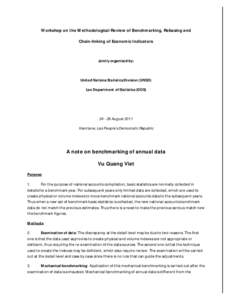 Workshop on the Methodological Review of Benchmarking, Rebasing and Chain-linking of Economic Indicators Jointly organized by:  United Nations Statistics Division (UNSD)