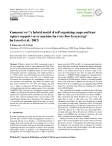 Hydrol. Earth Syst. Sci., 18, 2711–2714, 2014 www.hydrol-earth-syst-sci.net[removed]doi:[removed]hess[removed] © Author(s[removed]CC Attribution 3.0 License.  Comment on “A hybrid model of self organizing ma