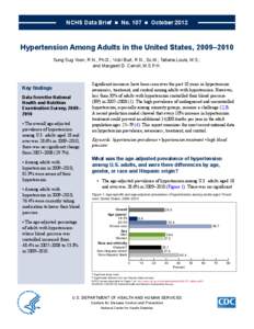 NCHS Data Brief  ■  No. 107  ■  October[removed]Hypertension Among Adults in the United States, 2009–2010 Sung Sug Yoon, R.N., Ph.D.; Vicki Burt, R.N., Sc.M.; Tatiana Louis, M.S.; and Margaret D. Carroll, M.S