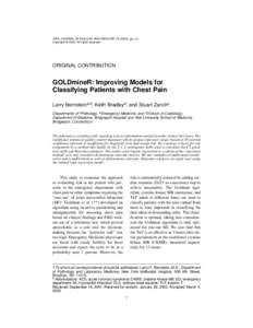 YALE JOURNAL OF BIOLOGY AND MEDICINE), pp. x-x. Copyright © 2002. All rights reserved. ORIGINAL CONTRIBUTION  GOLDmineR: Improving Models for