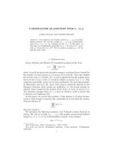 S-DIOPHANTINE QUADRUPLES WITH S = {2, q} ´ ´ SZALAY AND VOLKER ZIEGLER LASZL O Abstract. Let S denote a set of primes and let a1 , . . . , am be positive