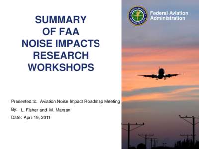 SUMMARY OF FAA NOISE IMPACTS RESEARCH WORKSHOPS