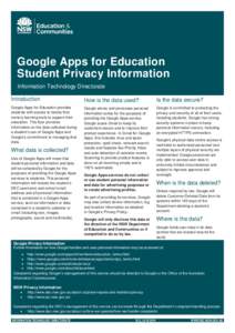 Google Apps for Education Student Privacy Information