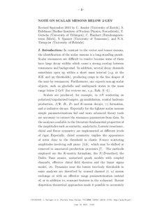 – 1–  NOTE ON SCALAR MESONS BELOW 2 GEV