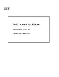 2010 Income Tax Return THE POPULATION COUNCIL, INC. COPY FOR PUBLIC INSPECTION OMB No[removed]