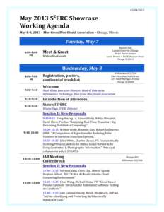 [removed]May 2013 S²ERC Showcase Working Agenda May 8-9, 2013 • Blue Cross Blue Shield Association • Chicago, Illinois