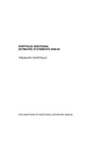 PORTFOLIO ADDITIONAL ESTIMATES STATEMENTS[removed]TREASURY PORTFOLIO  EXPLANATIONS OF ADDITIONAL ESTIMATES[removed]