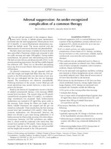 CPSP Highlights  Adrenal suppression: An under-recognized complication of a common therapy Ellen Goldbloom MD FRCPC, Alexandra Ahmet MD FRCPC