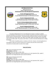OUTREACH NOTICE USDA Forest Service Salmon-Challis National Forest North & South Zone Fuels Management Organizations Forestry Aid (Suppression) GS-03