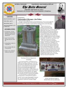Joe Nokes, Commander  Camp Website: www.humphreys1625.com The Delta General September, 2014 Volume 17, Issue 9