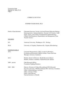 Curriculum Vitae Stephen M. Rose, Ph.D. Page 1 CURRICULUM VITAE