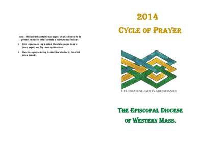 2014 CYCLE OF PRAYER Note: This booklet contains four pages, which will need to be printed 2 times in order to make a neatly folded booklet: 1.