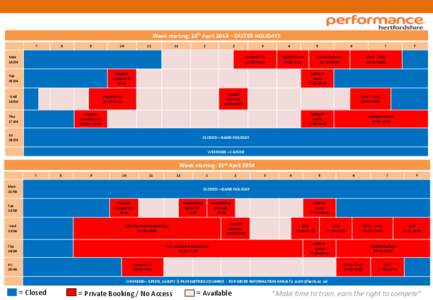 Week starting: 14th April 2014 – EASTER HOLIDAYS[removed]