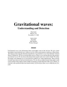 Gravitational wave / Astronomical observatories / LIGO / Laser Interferometer Space Antenna / Joseph Weber / Gravitational wave detector / Virgo interferometer / ALLEGRO / Mass / Physics / Gravitation / General relativity