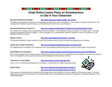 Great Online Lesson Plans on Homelessness to Use in Your Classroom