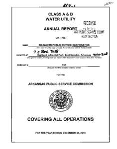 CLASS A & B WATER UTILITY ANNUAL R E P O E ARK P